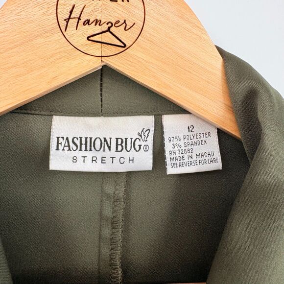 Vintage Fashion Bug Olive Green Button Front Blazer, Size 12, Utility - Picture 7 of 7